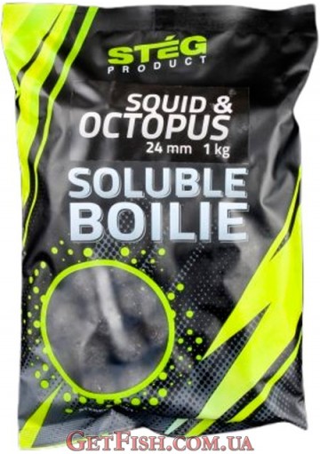 Бойли Steg Soluble Boilie Squid & Octopus Кальмар - Восьминіг 24 mm 1kg