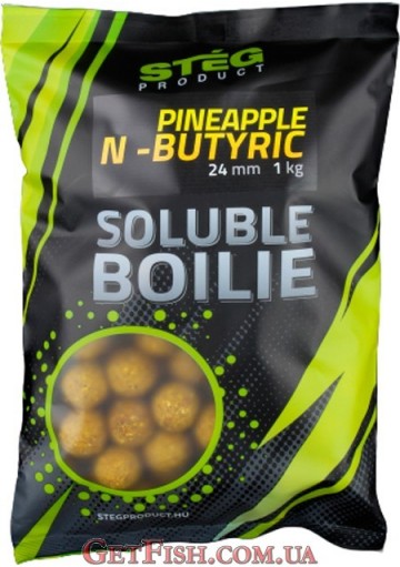 Бойли Steg Soluble Boilie Pineapple Ананас Кислота 24 mm 1kg