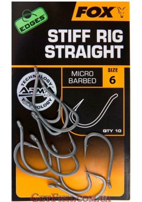 Гачки FOX Edges Stiff Rig Straight №6 10шт.