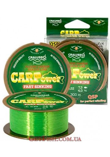 Волосінь Cralusso CARPOWER Fast Sinking Green 300м 0.25мм 5.1кг (2064)