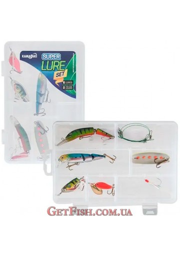 Набір Kamasaki SUPER LURE SET (2 воблера. 2 повідка. 3 блешні. в коробці)