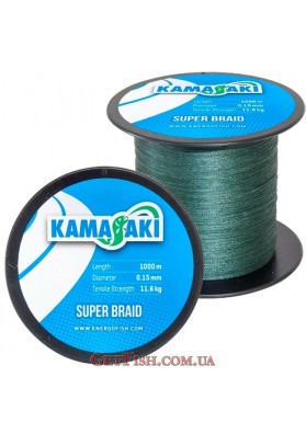 Шнур Kamasaki Super Braid Green 1000м 0.25мм 21.3кг