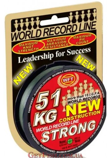 Шнур WFT KG Strong Green Round Braid 300м 0.32мм 51кг