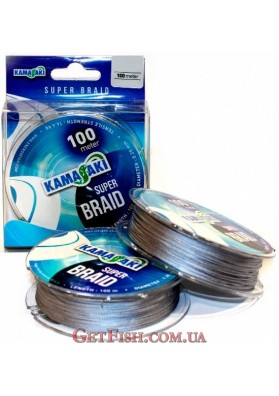 Шнур Kamasaki Super Braid Grey 100м 0.25мм 21.3кг