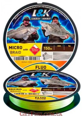 Шнур L&K Micro Braid Teflon Fluo Yellow 150м 0.1мм 5.45кг