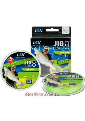 Шнур L&K X8 Jig Braid Teflon Lime Green 110м 0.08мм 4.9кг