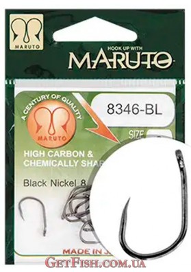Крючок Maruto 8346BL T. D. E. 10° без бородки Black Nickel №6