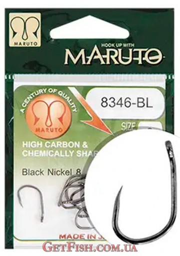 Гачок Maruto 8346BL T. D. E. 10° без борідки Black Nickel №8