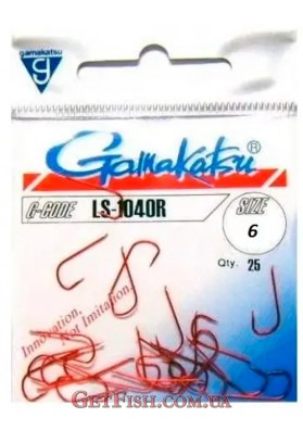 Гачок Gamakatsu LS-1040R № 6 Red 25шт