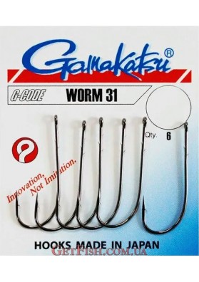 Гачок Gamakatsu Worm Single 31 Black 010 9шт.