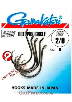 Гачок Gamakatsu Octopus Circle Black 2/0 6шт.