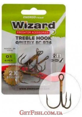 Трійник Wizard Grizzly USA EC924 №2 2X Bronze 6шт