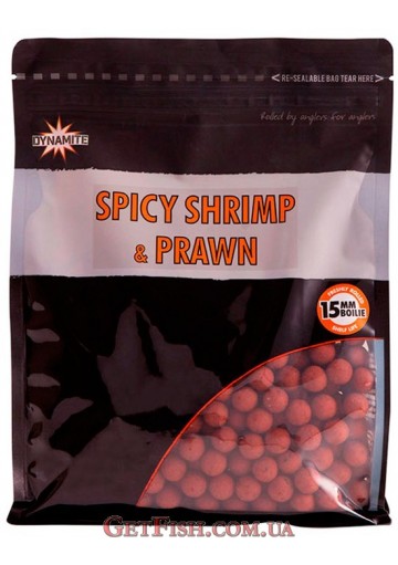 Бойлы Dynamite Baits Bojli Spicy Shrimp & Prawn 15 mm 1кг