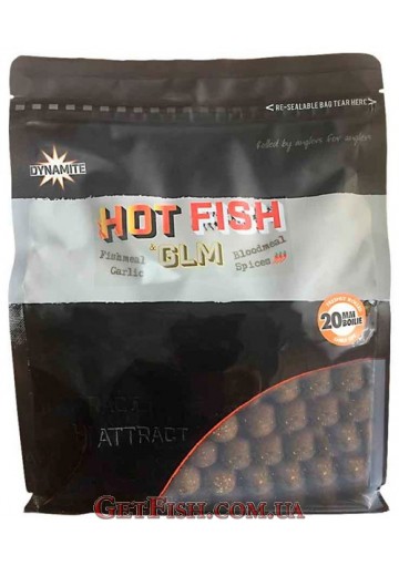 Бойли тонучі Dynamite Baits Hot Fish & GLM Boilie Dynamite Baits Bojli 20mm 1kg