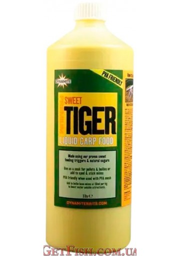 Ліквид Dynamite Baits Sweet Tiger Liquid Carp Food - Tigrismogyoró PVA Barát Aroma 1000ml.