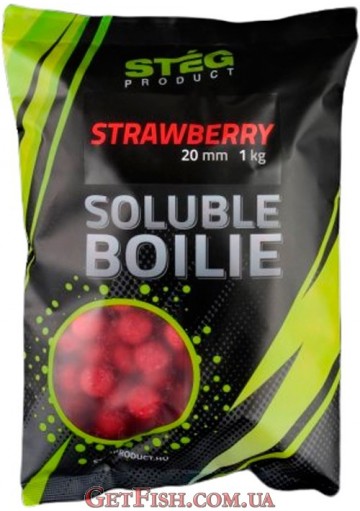 Бойли Steg Soluble Boilie Strawberry Полуниця 20 mm 1kg